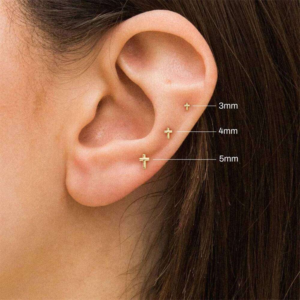 Aide 925 Sterling Silver 3pcs Earrings for Women Classic Stars Bows Crosses 18K Gold Color Female Stud Earring Daily Jewelry Set