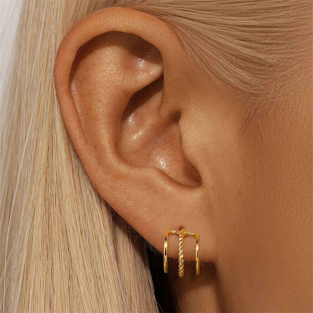 Aide 925 Sterling Silver Delicate Korean 3 Waves Earing Claw Hook Clip For Women Ear Earrings Fashion Jewelry Gift