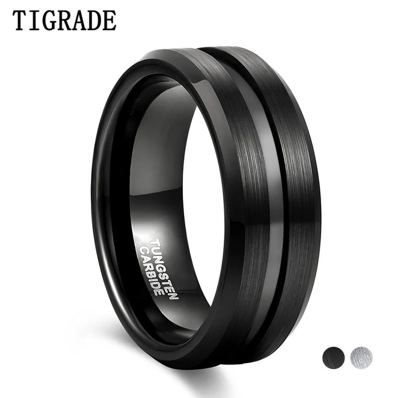 Tigrade Man Black Ring Fashion Jewelry Fashion Jewelry Tungsten Ring Wholesale Engraving Mens Rings Classic Wedding Rings 251230