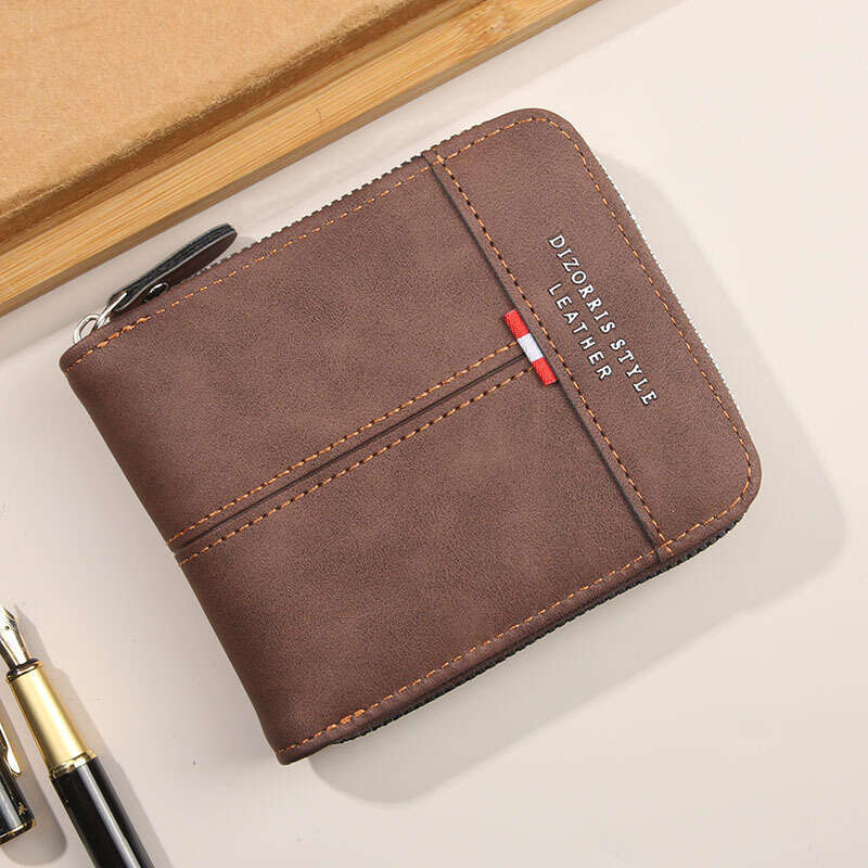 2025 New Cross-Border Men's Short Horizontal Zipper 70% off Coin Purse Retro Casual Buckle Square Wallet