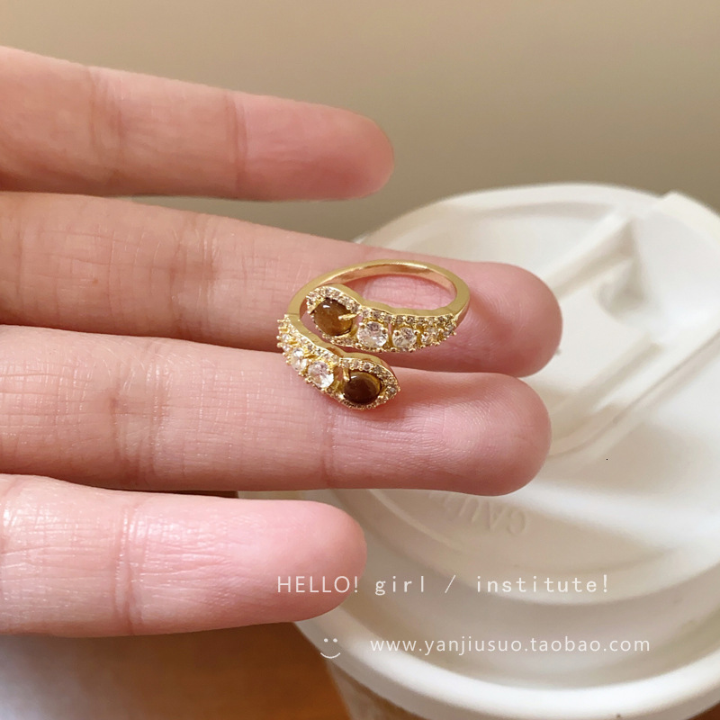 Luxury Brand Designer Jewelry Melard Tiger Eye Stone Ring For Women Irregular Ins Style Adjustable Open Temperament Simple Retro Ring