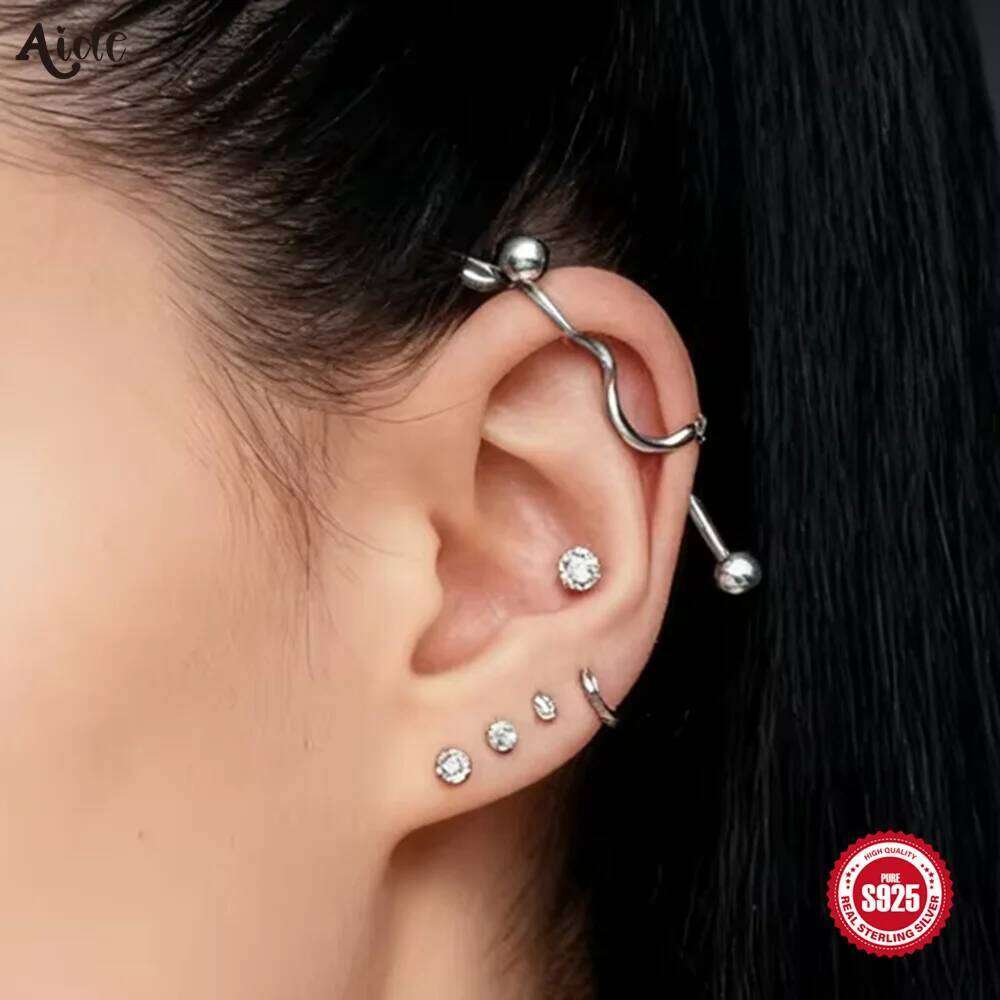 Aide 925 Sterling Silver Lab Grown Diamond Earrings for Women Simple Design Prong Diamonds Wedding Anniversary Gifts Jewelry