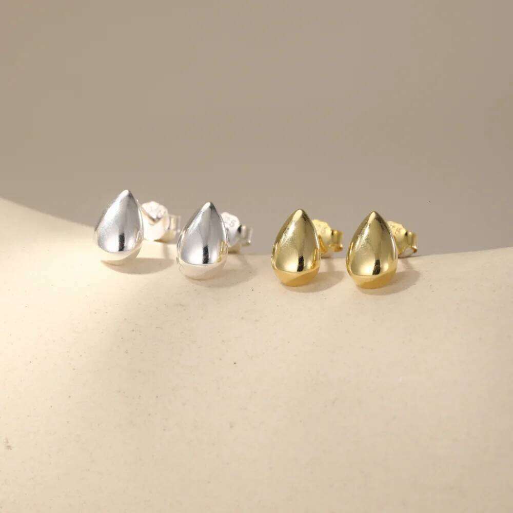 Aide 925 Sterling Silver 1 Pair Chic Water Drop Reflective Surface Earrings For Women 18K Gold Simple Vintage Elegant Jewelry