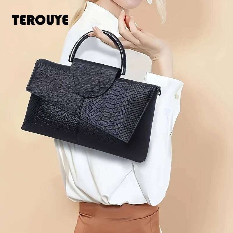 PU Synthetic Leather Women's Shoulder Crossbody Bag Fashion Casual Dinner Wedding Alligator Pattern Flap Handbag And Purse TEROUYE
