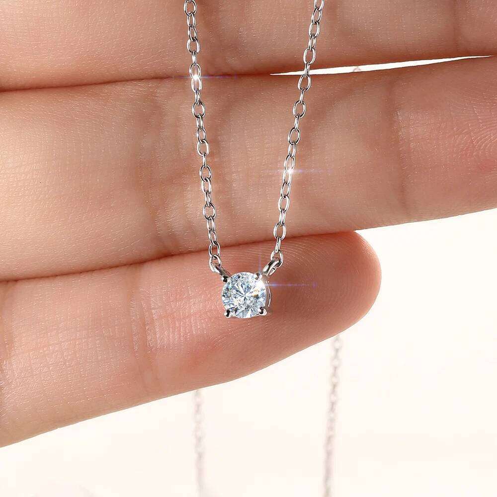 Aide Round Halo Moissanite 925 Sterling Silver Pendant 2mm 3mm 4mm Lab Diamond Necklace For Women Certified Jewelry