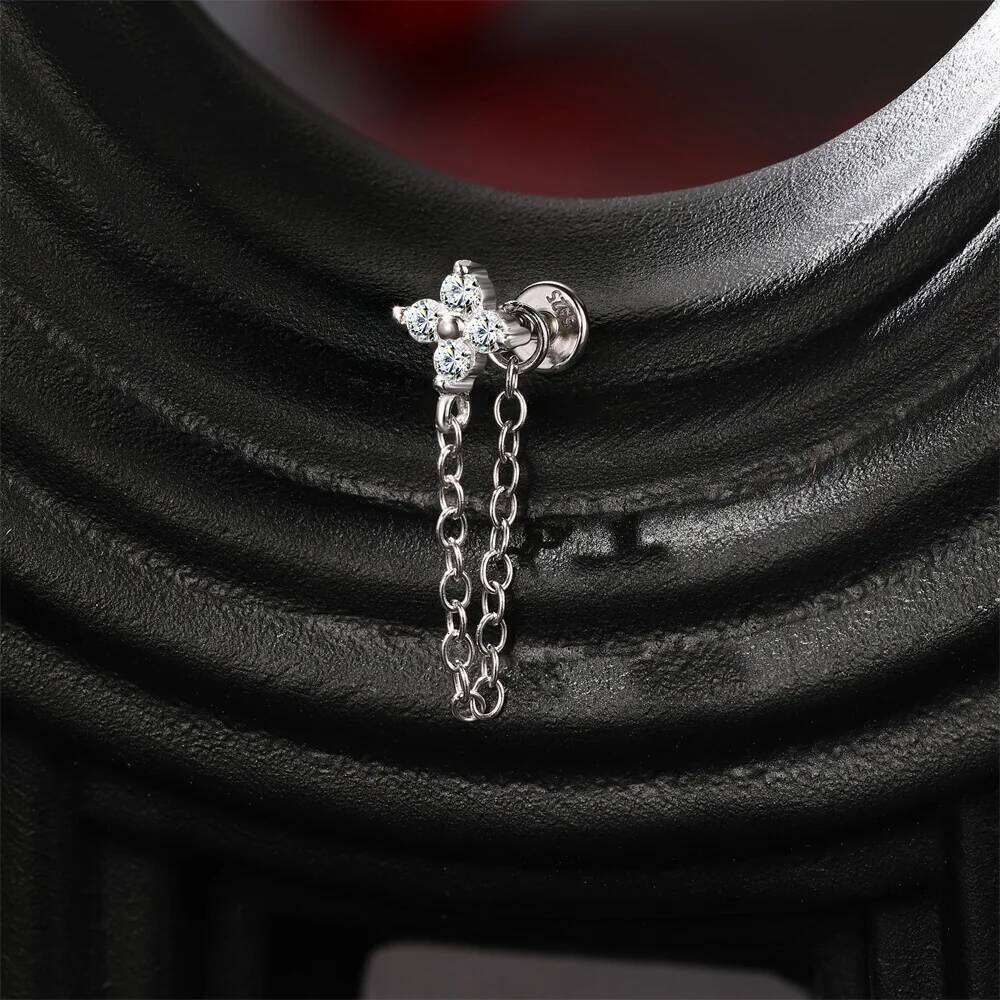 Aide S925 Sterling Silver Bow Multi-Style Stud Earring Moissanite Piercing Bone Studs Chain Dangles Layered Ear Jewelry