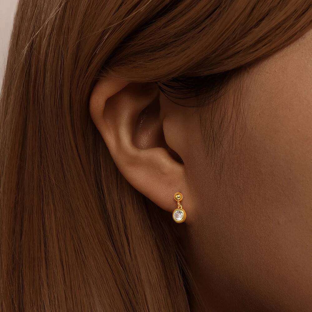 Aide 925 Sterling Silver Asymmetrical Zircon Pendientes Piercing Stud Earrings For Women 18K Gold Simple Elegant Jewelry Gift