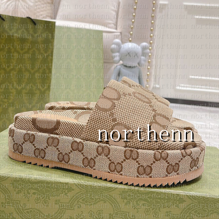 Designer Sandals slippers fashion slippers Sandals Platform sliders embroidered canvas Flat Mules Platform Embroidered Linen High Heel Sandal platform Shoes