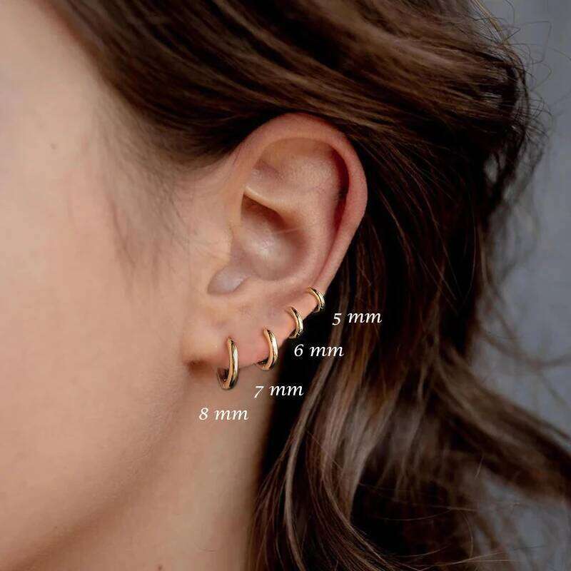 Aide 925 Sterling Silver Rose Gold Small Hoop Earrings For Women Girls Wedding Engagement Party Gift Smooth Ear Bone Buckle