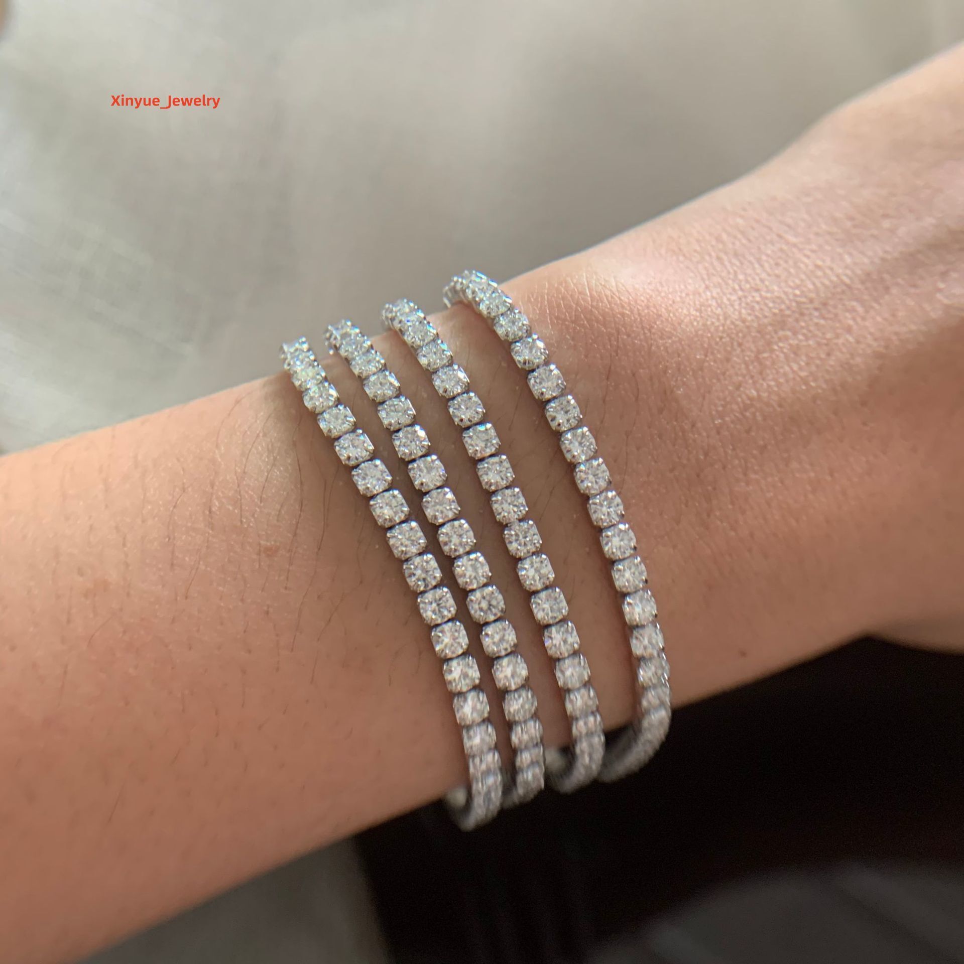 Womens Mozanite Jewelry S925 Sterling Silver Moissanite Chain Fashion Luxury Plating 18K White Gold Vvs Diamond Chain Bracelet