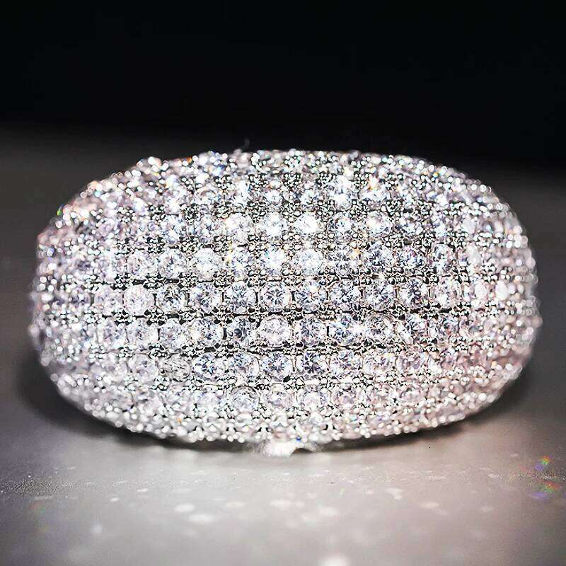 Huitan Sparkling Women Rings for Wedding Engagement Party Full Bling Crystal Cubic Zirconia Luxury Trendy New Jewelry