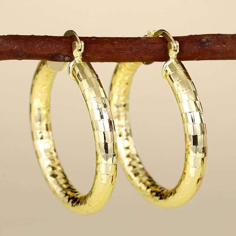 Huitan Trendy Big Hoop Gold Color Circle Earrings for Women Daily Wear Modern Fashionable Female Jewelry Drop Shipping