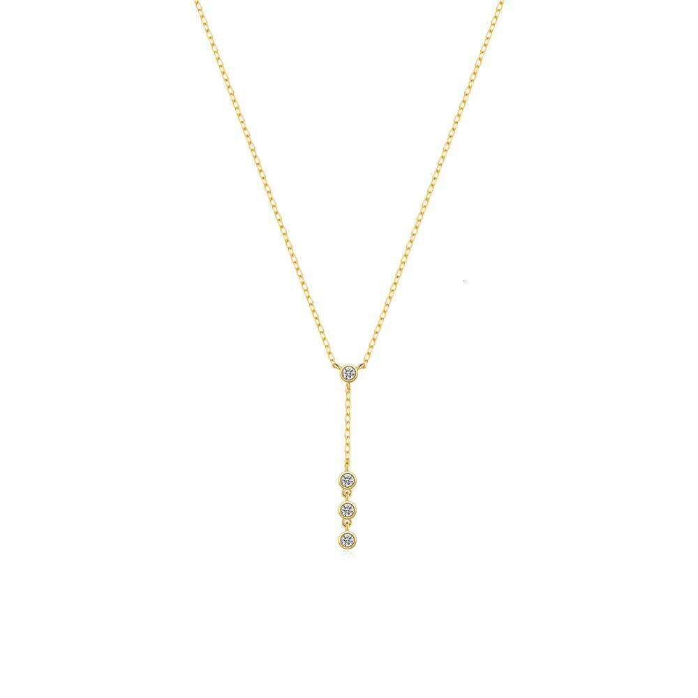 Aide 925 Sterling Silver Simple Zircon Choker for Women Fashion Double Layer Chain Small CZ Pendant Necklace Jewel Gift