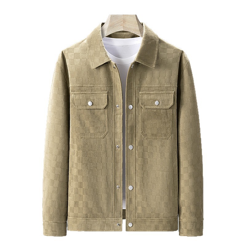 Free shipping 2026 Spring and Autumn new design men's high-quality plaid jacket business casual coat black khaki