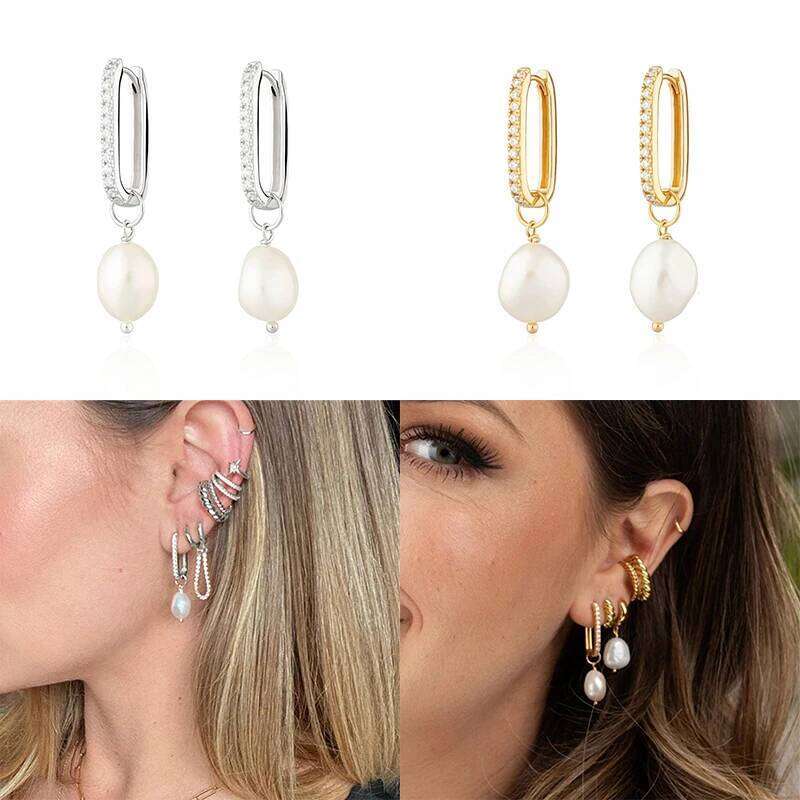 Aide 925 Sterling Silver Artificial Pearl For Women Round Imitation Pearls Charm Dangle Earrings Wedding Party Jewelry