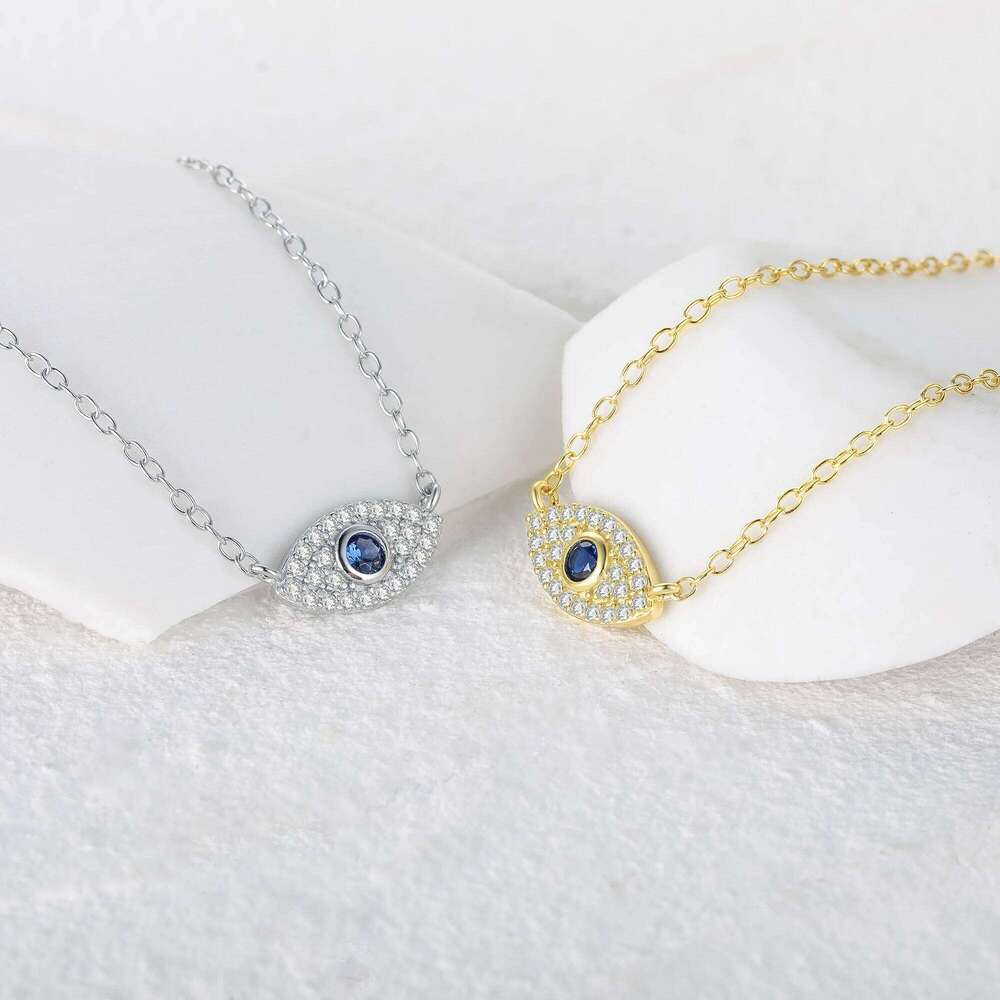 Aide 925 Sterling Silver Korean Fashion INS Evil Eye Diamond Pendant Necklace For Women Girls Gifts Party Fine Jewelry Collares