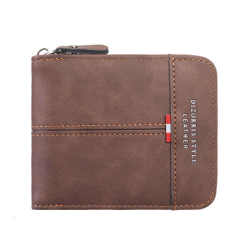2025 New Cross-Border Men's Short Horizontal Zipper 70% off Coin Purse Retro Casual Buckle Square Wallet
