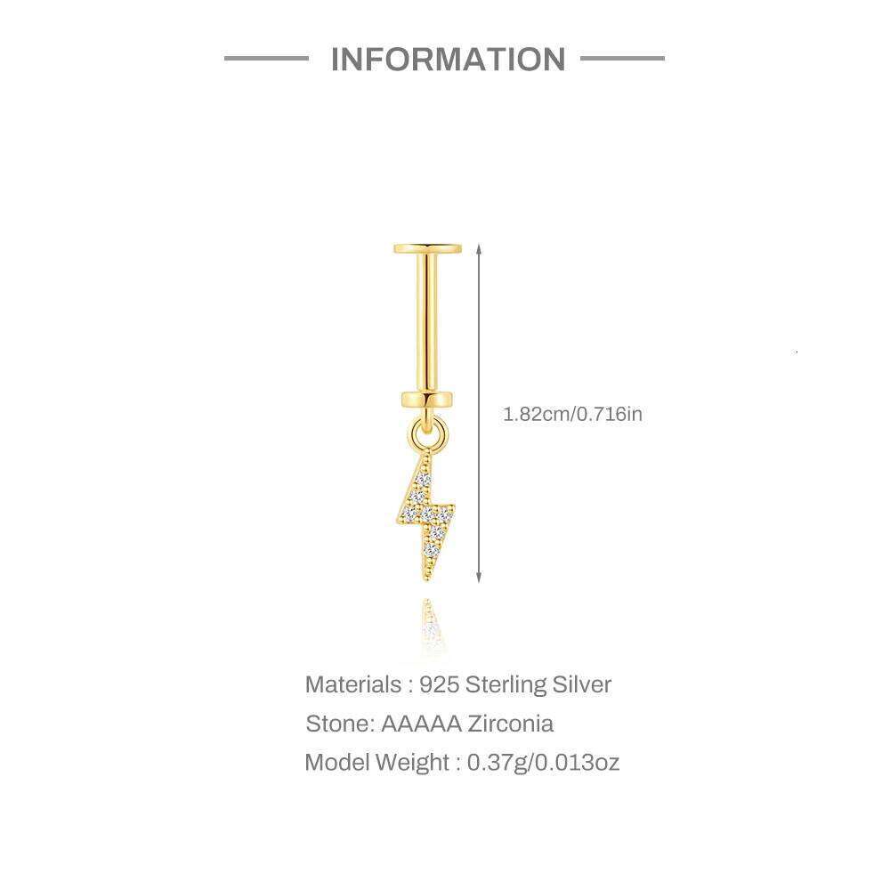 Aide 925 Sterling Silver Shiny CZ Button Gold Color Flower Piercing Earrings For Heart Sexy Navel Rings for Women Jewelry