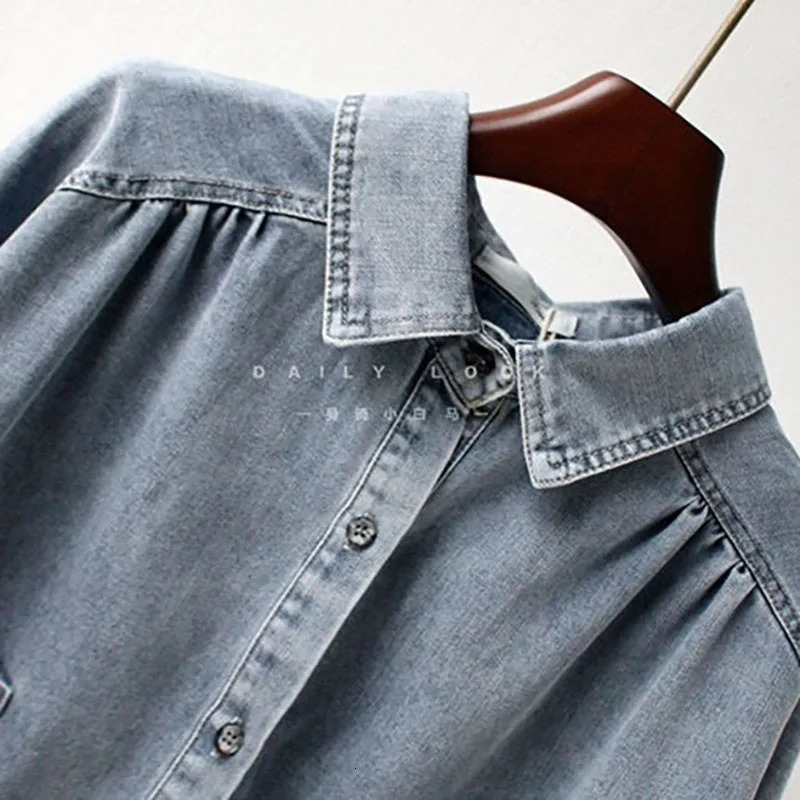 Spring Autumn Womens Denim Jacket Loose Long Sleeve Shirt Top Women Short Waist Cowgirl Coat Female 251231