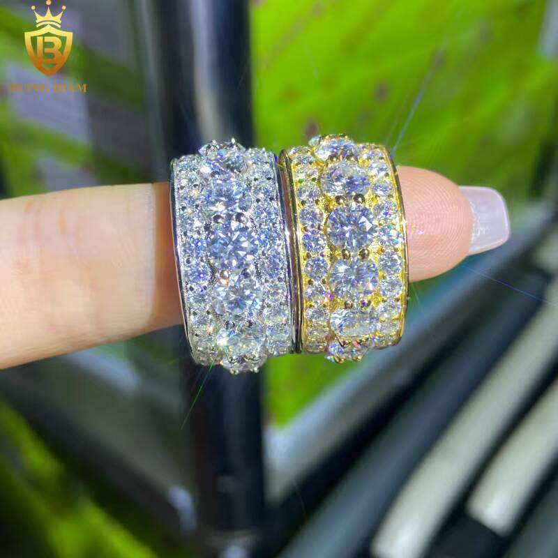 Hot Sale Rapper 925 Silver Iced Out Rings Mens HipHop VVS Moissanite Ring Past Diamond Test with GRA