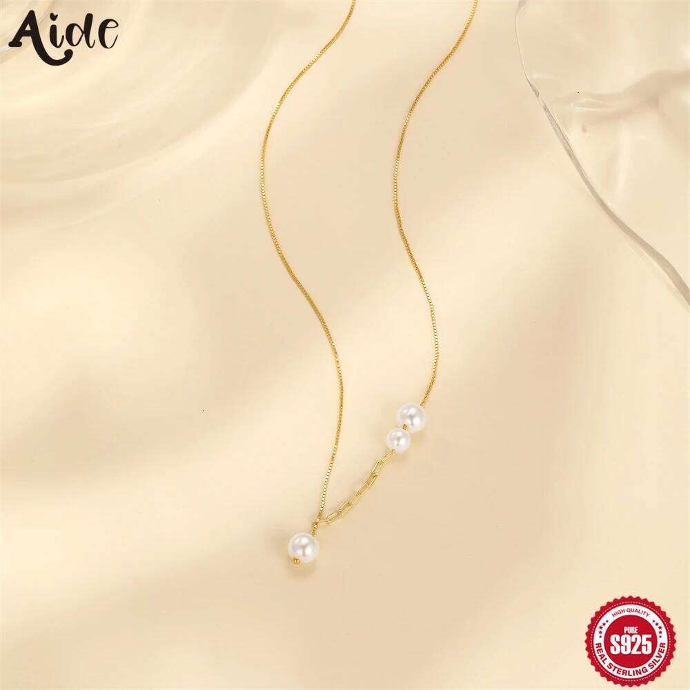Aide 925 Sterling Silver New Fashion Y-shaped Pendant Necklace Bamboo Chain Clavicle Chains Beach Wedding Party Bride Jewelry