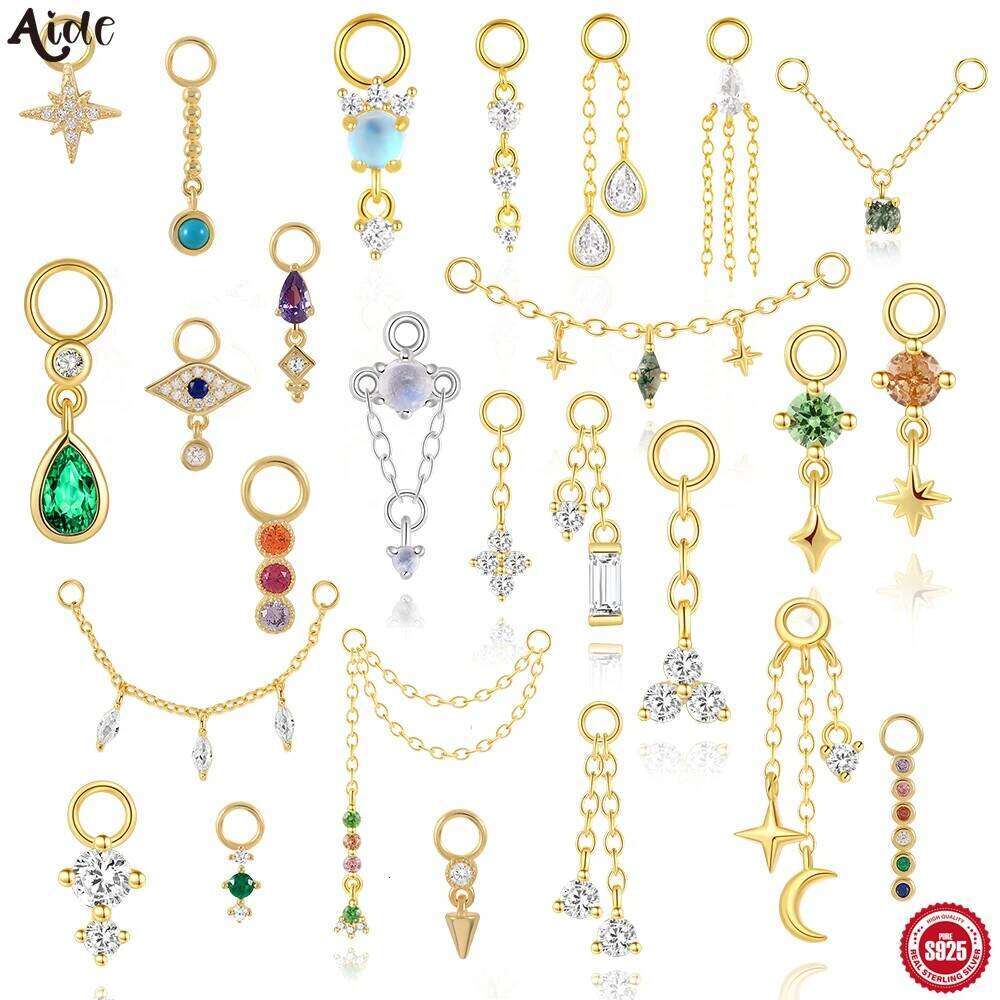 Aide S925 Sterling Silver Miniature Zircon Y2k Colors CZ Chains Charms Diy Jewelry Making Accessories Earring Necklace Bracelet