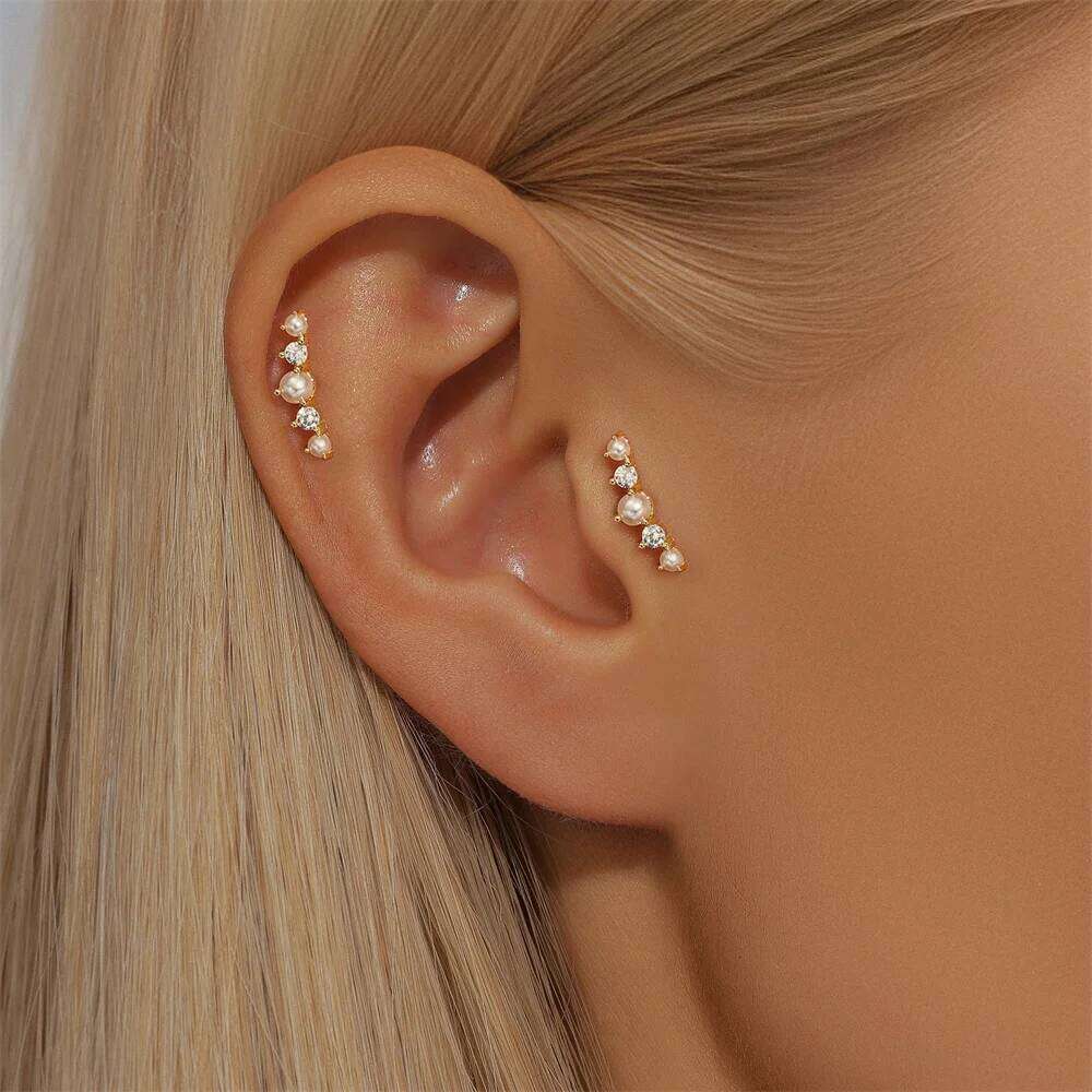 Aide Ear Stud Earrings for Women Girls 925 Sterling Silver Sparkling 6-Claw Diamond Elliptical Piercing Earring Fine Jewel 1pair