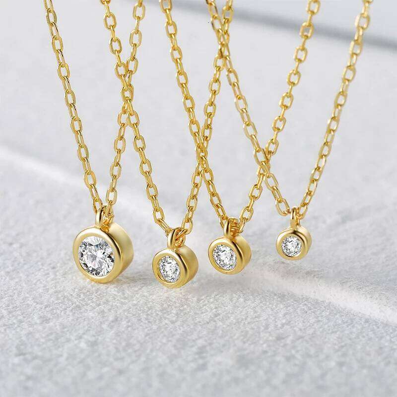 Aide 925 Sterling Silver Shiny Round Zircon Pendant Necklaces Chain Choker Statement Necklace For Women Collares Jewelry Gift