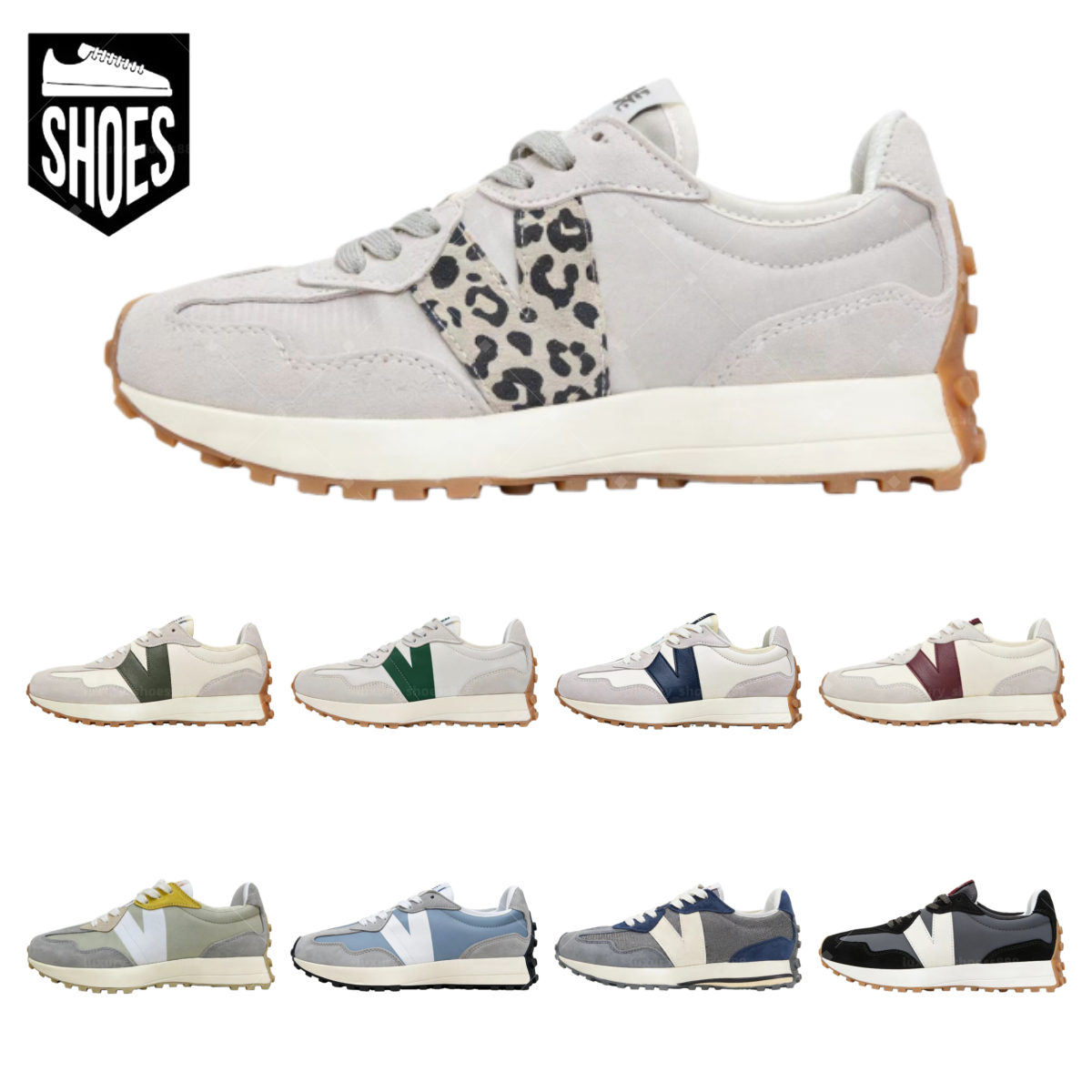 2026 Classic 327 Designer Running Shock Absorbing Thick Sole Sneakers Daily Training Low Top High Elasticity Casual Shoes EU36-45