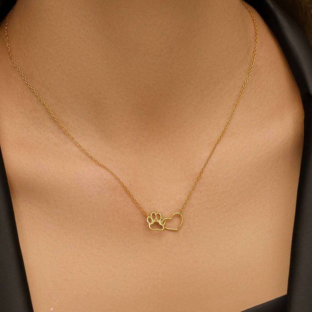 Aide 925 Sterling Silver Personalized Cute Dog Paw Pendant Necklaces for Women Simple Collarbone Chain Necklace Christmas GIfts