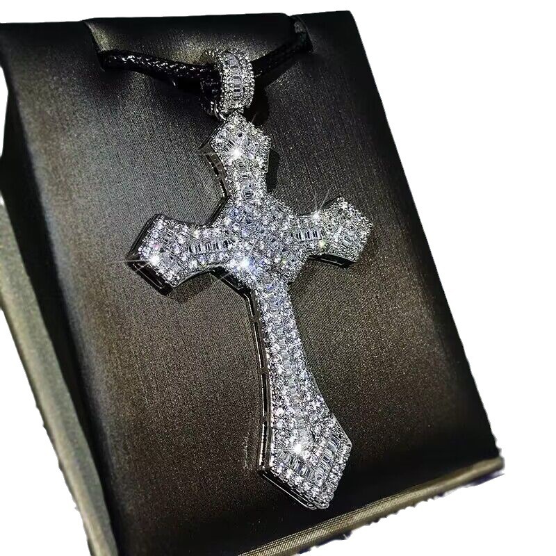 Luxury Brand Designer Jewelry European And American Hip-Hop Disco Trendy Zircon Cross Pendant Necklace Fashion Unisex Jewelry Wholesale