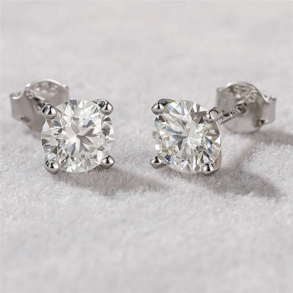 Aide 100% Real Moissanite Diamond Stud Earrings for Women S925 Silver Platinum Plated Bride Wedding Party GRA Fine Jewelry