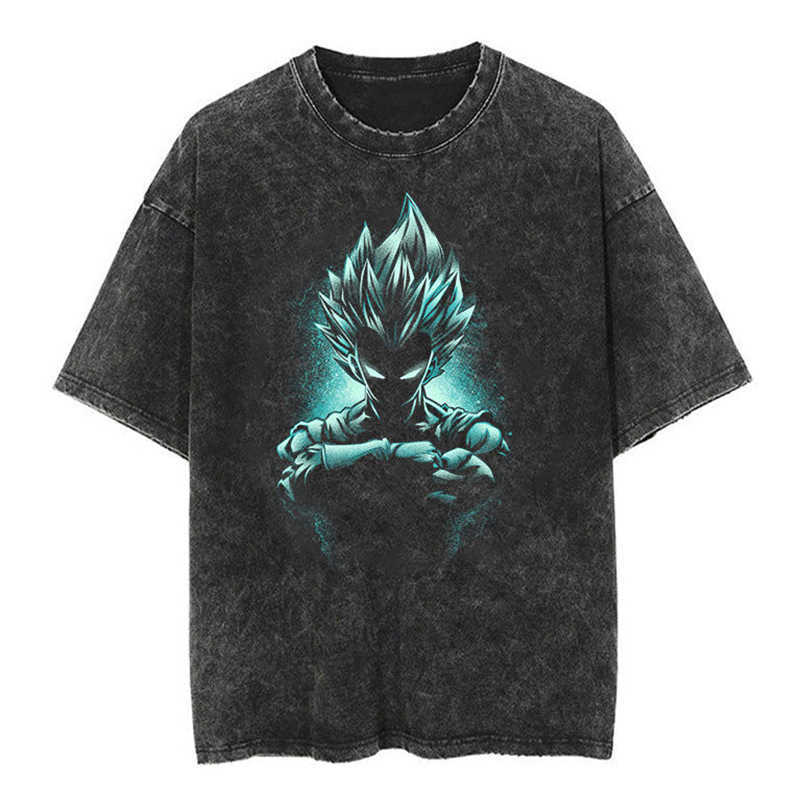 Tees Polos Japanese Classic Dragon Ball Cartoon Anime Oversize High Street Vintage Washed Distressed Short Sleeve T Shirt Men's Clothing Daily Ou - view 8