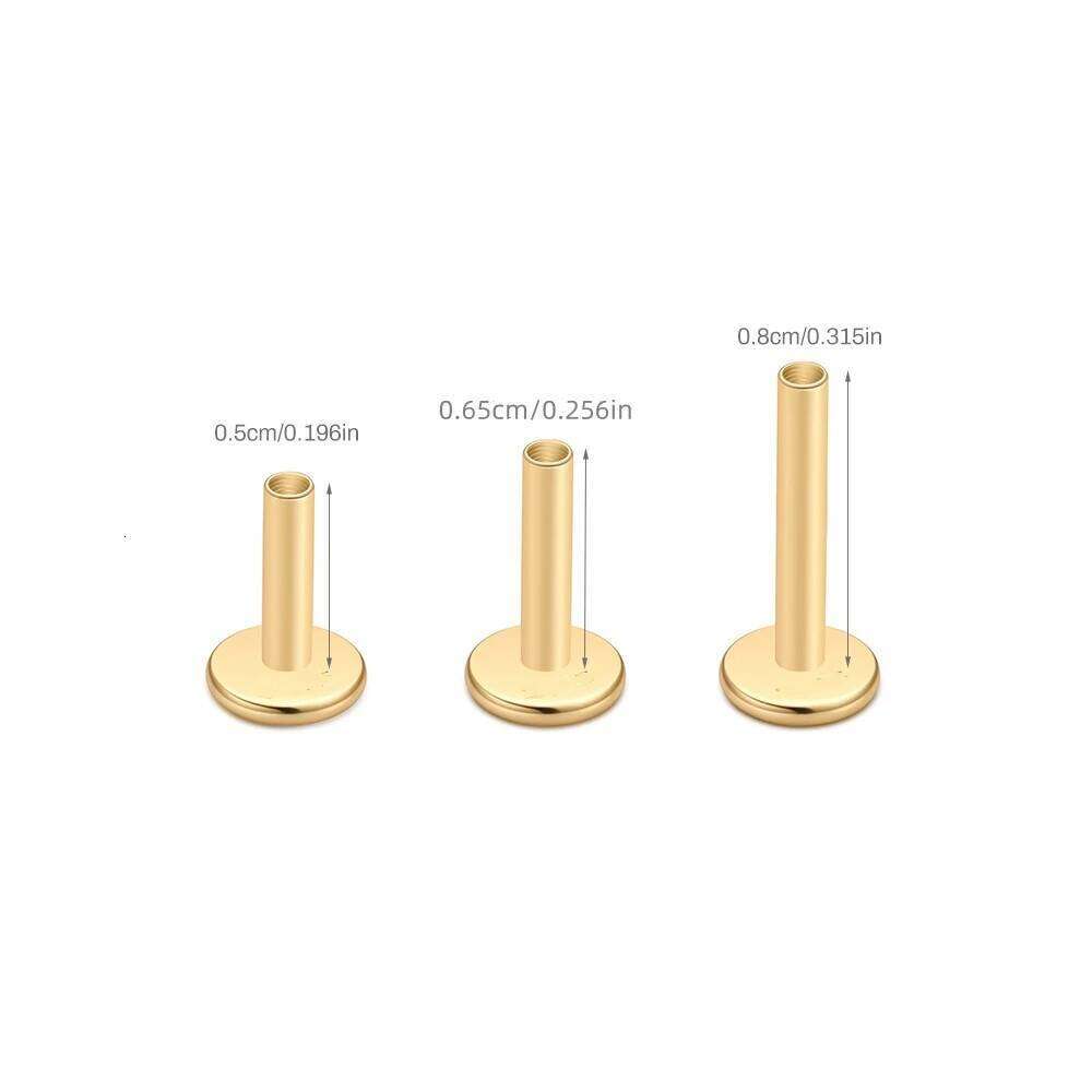 Aide 100% Real 14k Solid Gold 5/6.5/8mm Piercing Accessory Neddle For Earrings Jewelry Ear Bone Studs Gift Pendiente 1Pc