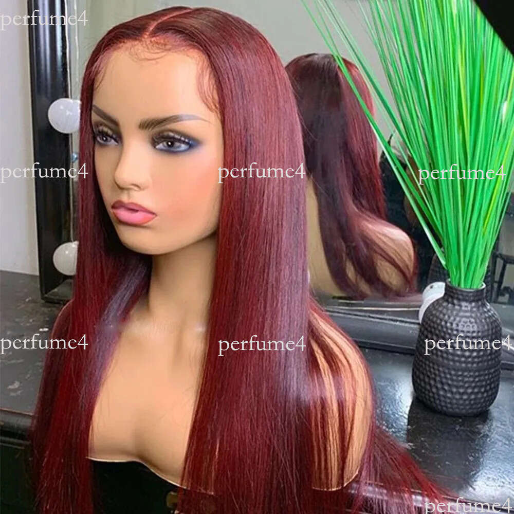 New 613 Blue/Pink/Purple/red Colorful Brazilian Straight Front Pre Plucked 13X4 Simulation Human Hair Wear and Go Glueless HD Lace Frontal Wig for Wom
