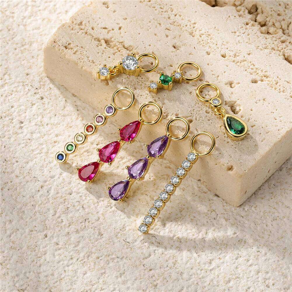 Aide 925 Sterling Silver Charms Colorful Olive Green Water Drop Pendants For DIY Earrings Making Jewelry Accessories