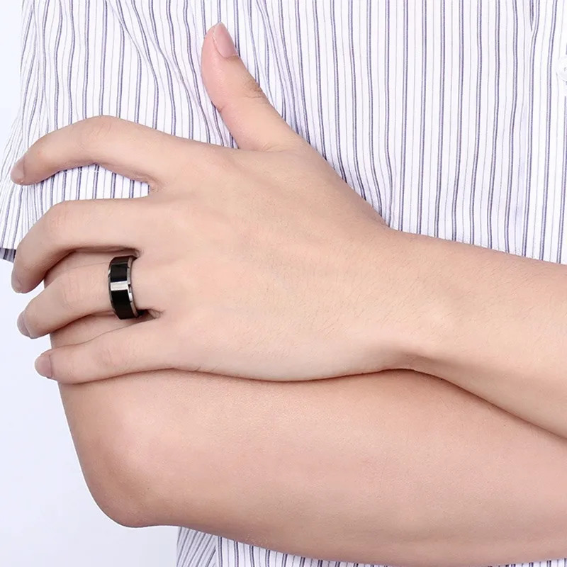 Vnox Black 8mm Real Tungsten Carbide Rings for Men Party Jewelry Simple Smooth Size 7 8 9 10 11 12 251230