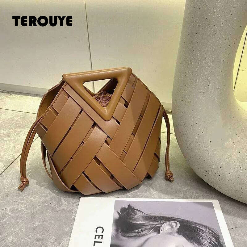 Trendy Vegan Leather Woven For Women Top Handle And Handbags Fashionable Crossbody Shoulder Bag Tote Purses TEROUYE