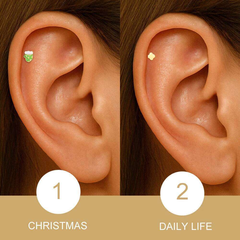 Aide 925 Sterling Silver Small Zircon Xmas Earrings For Women Piercing Gold Minimalist Daily Jewelry Y2K Party Gift