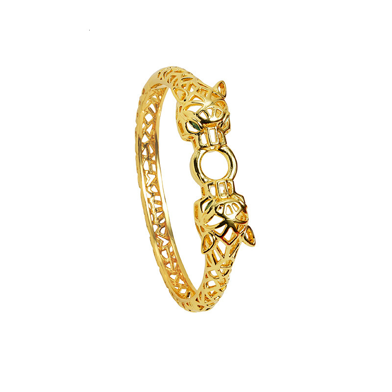 Luxury Brand Designer Jewelry Vietnamese Gold-Plated Bracelet European And American Style Exaggerated Hollow Leopard Head Buckle Bracelet For Women Li