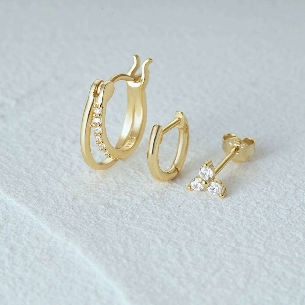 Aide 925 Sterling Silver 4pcs Set Heart Bow Flower Inlaid Zircon Piercing Stud Earrings For Women K Gold Bohemian Sweet Jewelry