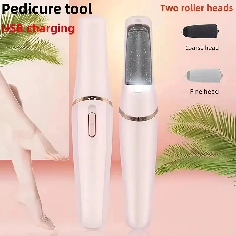 in USB Electric Dead Skin Pedicure Automatic Foot Grinder Rechargeable Roller Feet Pedicure Tool with Removable Roller Heads 251231