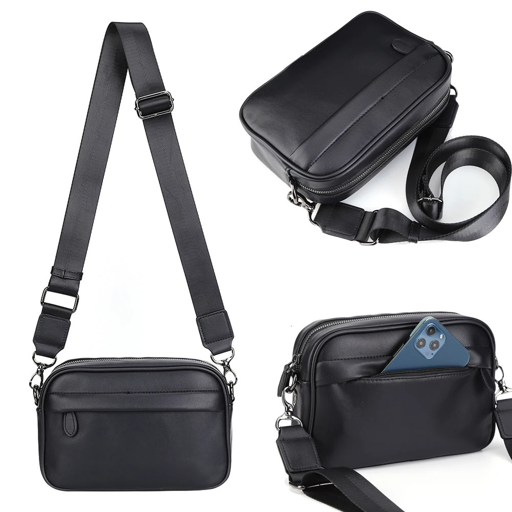 Business Shoulder Bag for Men n Plaid PU Leather Messenger Bag Crossbody Bag Casual Zipper Small Square Sling Bag 251230