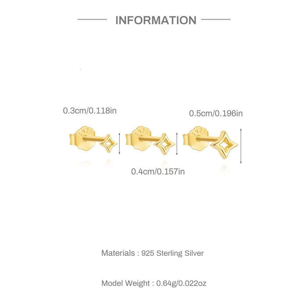 Aide 925 Sterling Silver 3pcs Earrings for Women Classic Stars Bows Crosses 18K Gold Color Female Stud Earring Daily Jewelry Set