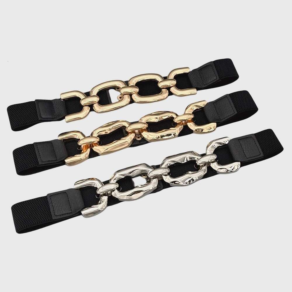 Geometric Chain Women, Decorative Accessory for Woolen Coats, Sweaters, Suits, Dresses, Wide Black Waist Belt