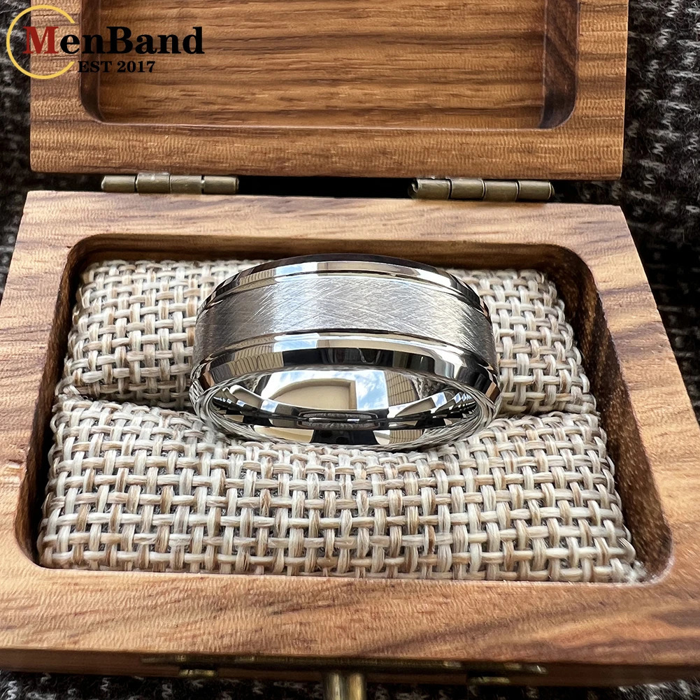 MenBand 8mm Black Tungsten Wedding Rings For Men Women Bevel Edges Satin Finish Comfort Fit Size 5-15 251230