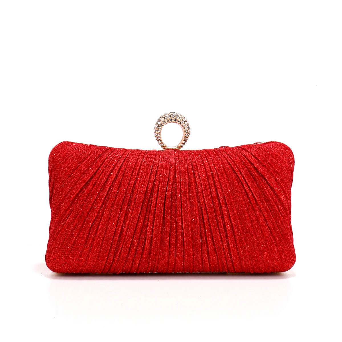 Valentines Day Evening Bags Finger Ring Diamonds Clutch Ruched Fashion Prom Dinner Handbags With Chain Purse 251231