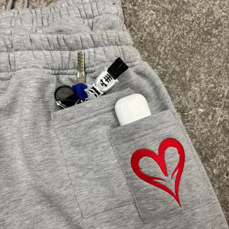 Y2K Double Waist Jogging Pants Poker Embroidery Pattern Sagging Pants Men Women Goth Hip Hop Streetwear Unisex Baggy Sweatpants 251231