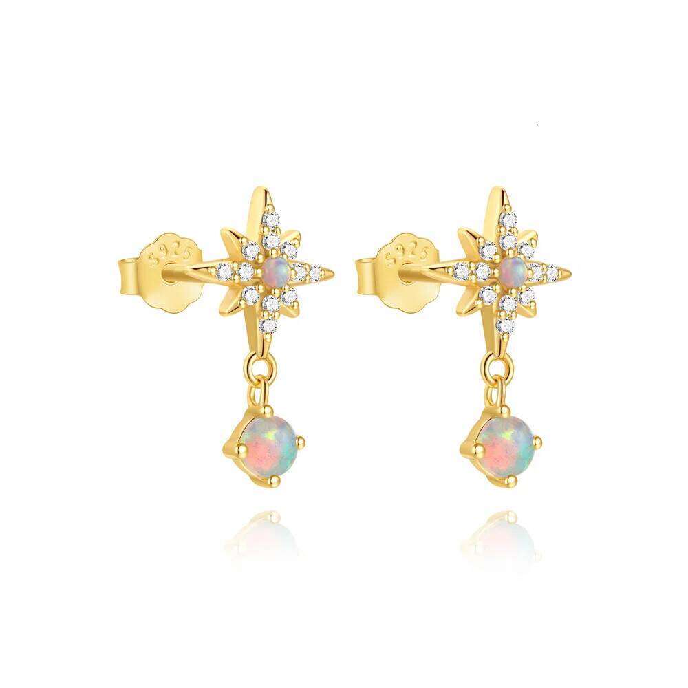 Aide 925 Sterling Silver Cubic Zirconia Star Dangle For Women Shiny Opal Cartilage Piercing Stud Earring Korean Jewelry