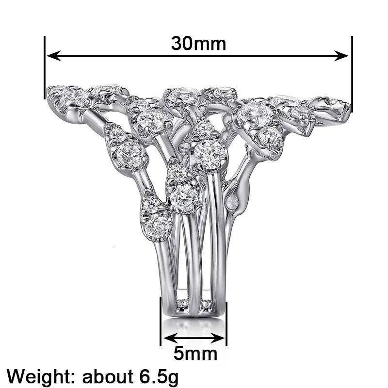 Huitan Brilliant Feather Opening Rings for Women Delicate Attractive Party Jewelry Exquisite Stylish Elegant Wedding Accessories